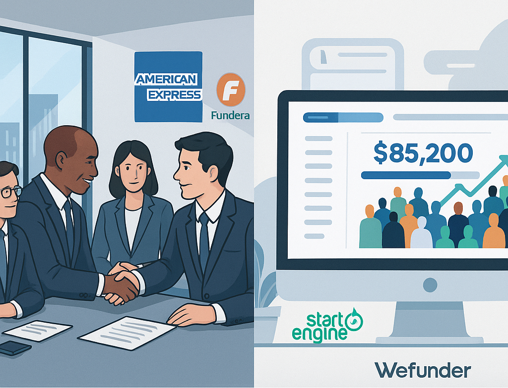 Illustration comparing traditional startup fundraising with equity crowdfunding platforms like Wefunder and StartEngine