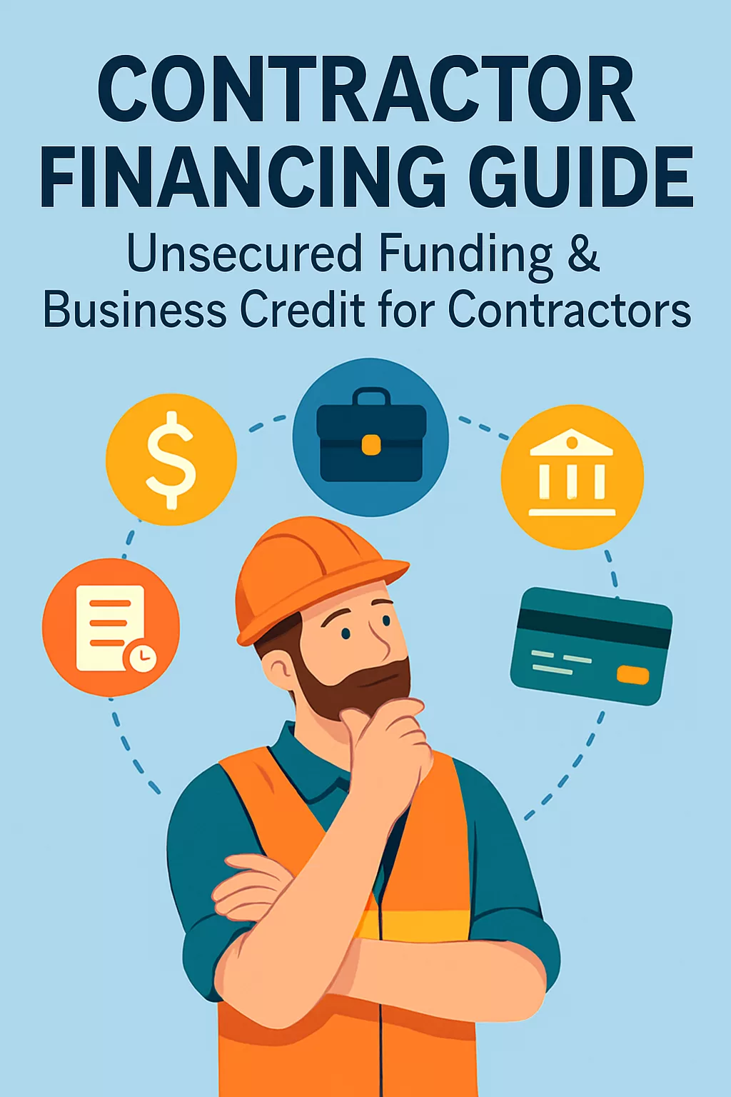 A focused contractor reviewing unsecured business funding options and vendor credit on a tablet.